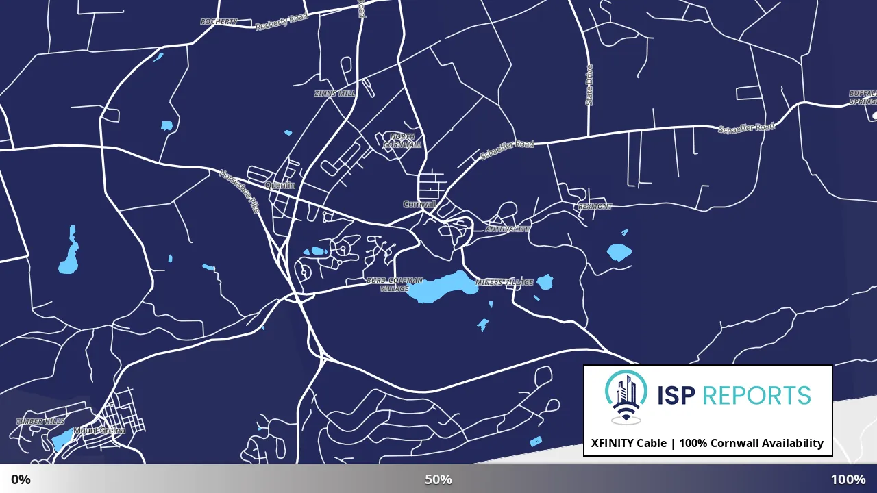 Cornwall, PA map of internet availability
