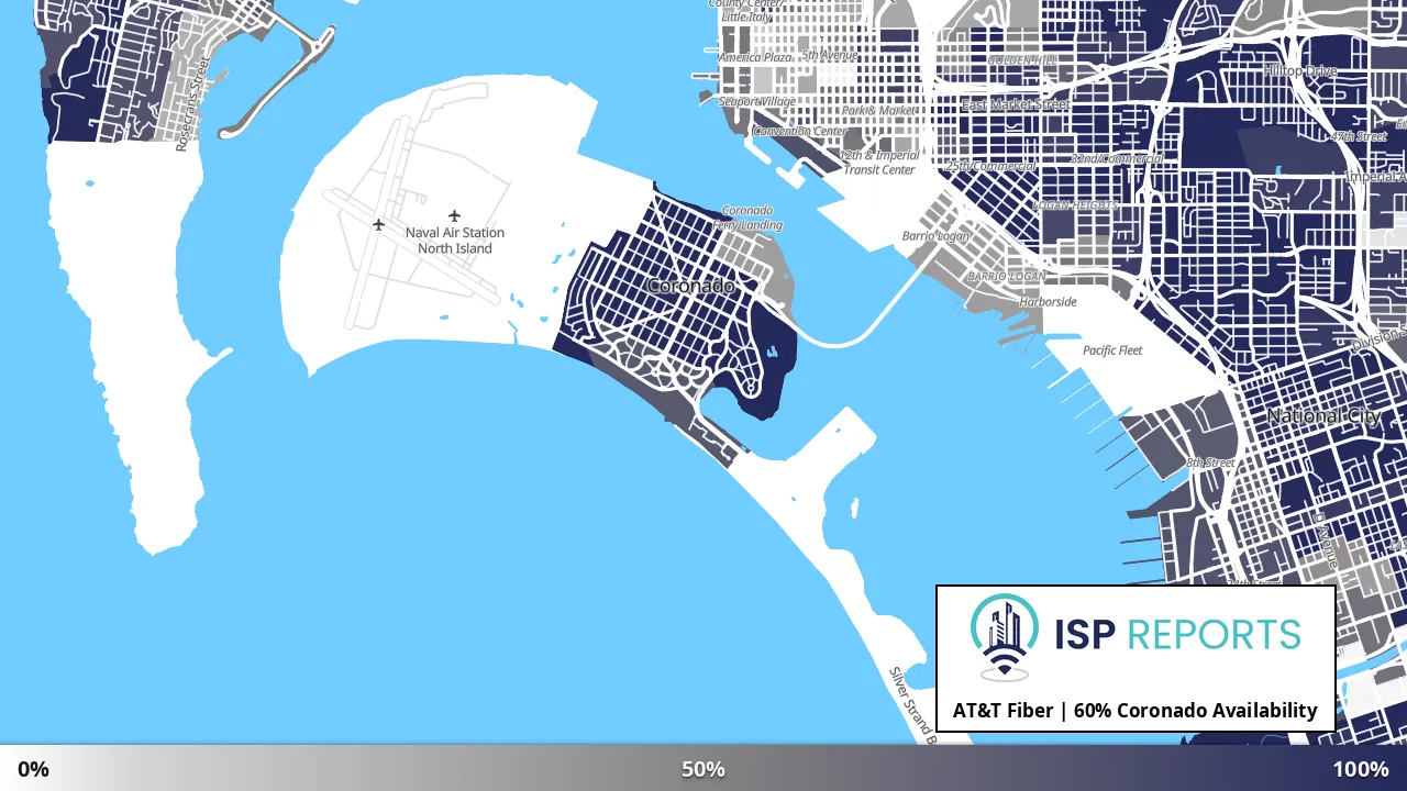 Coronado, CA map of internet availability
