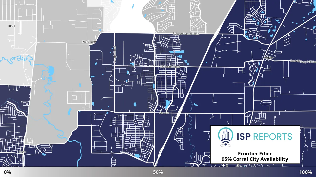 Corral City, TX map of internet availability