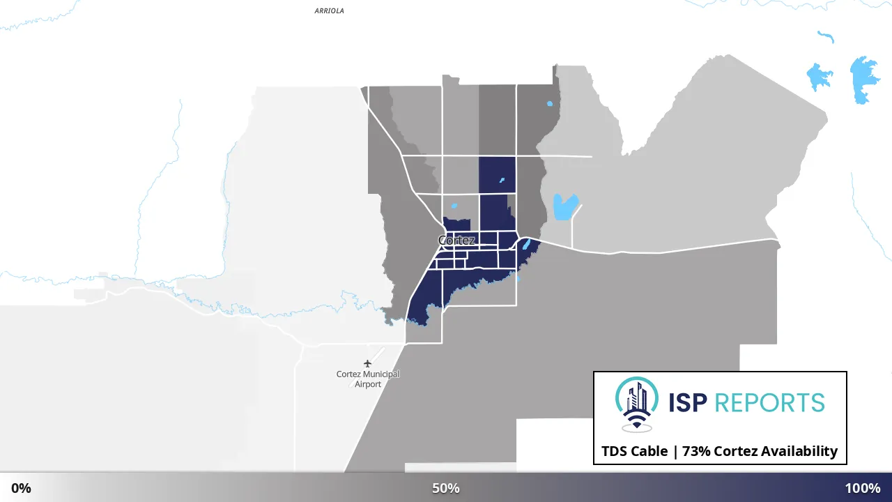 Cortez, CO map of internet availability