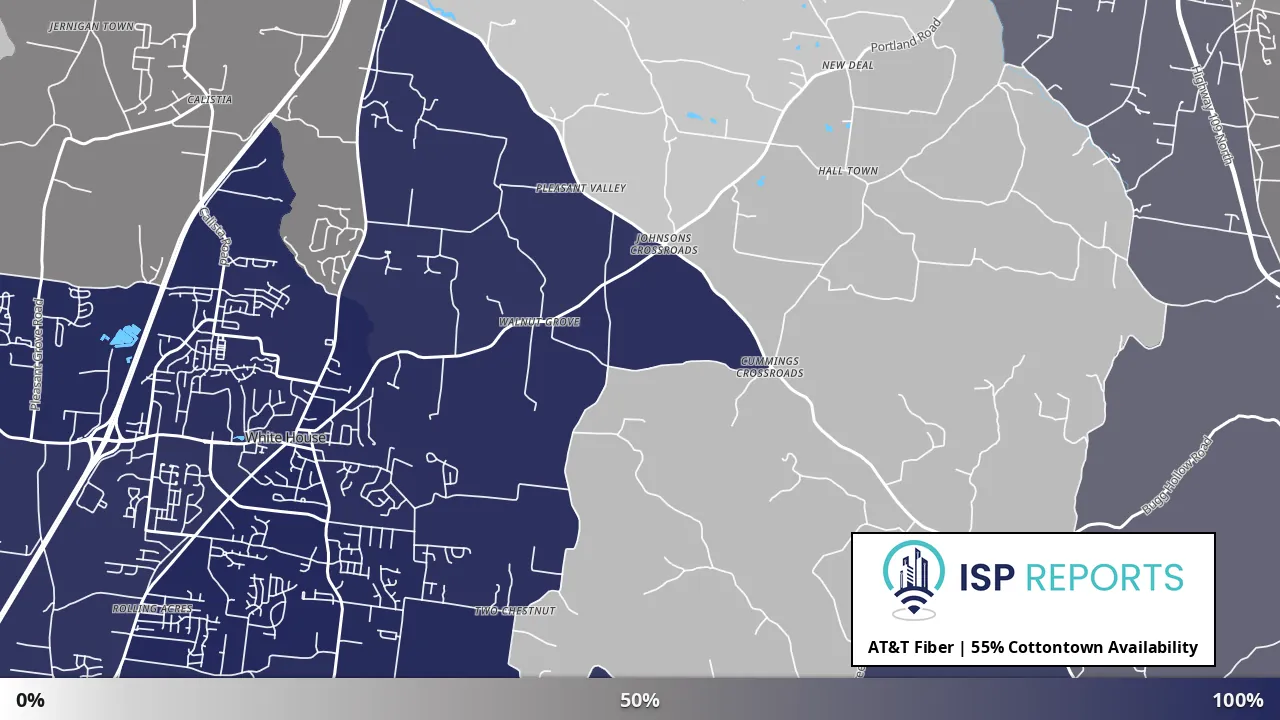 Cottontown, TN map of internet availability