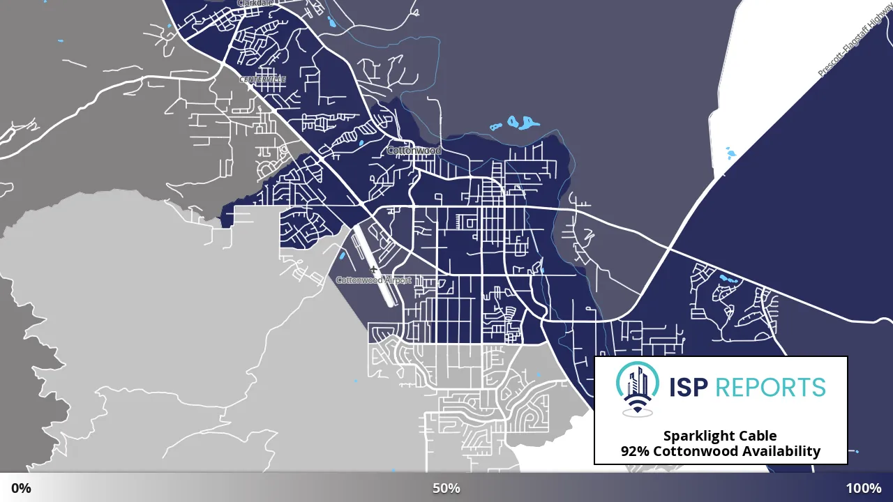 Cottonwood, AZ map of internet availability