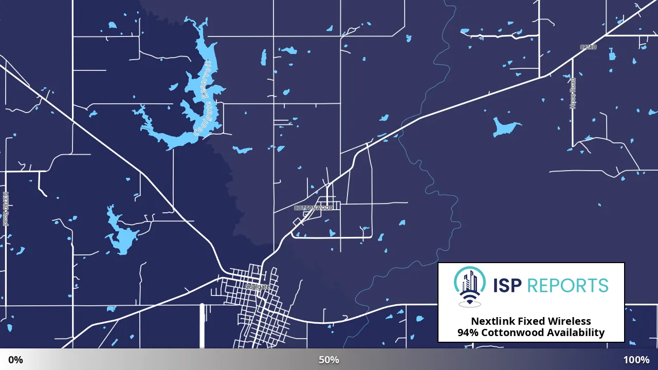 Cottonwood, OK map of internet availability