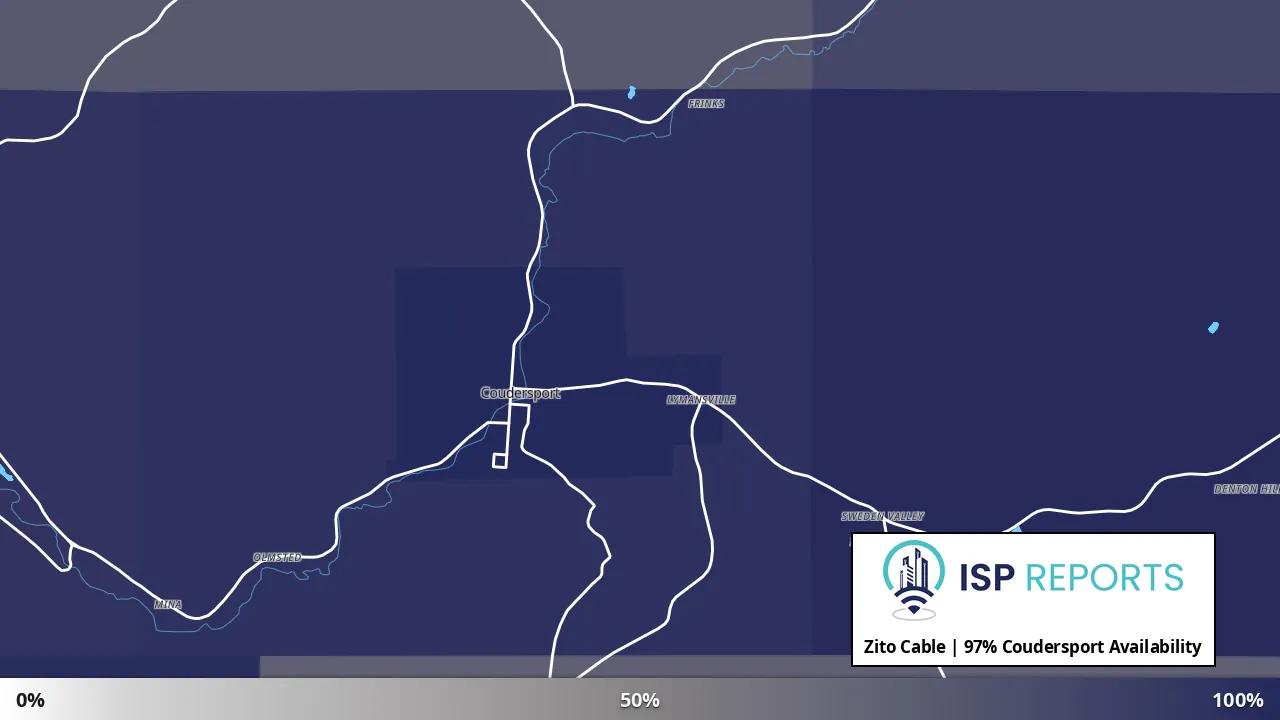 Coudersport, PA map of internet availability