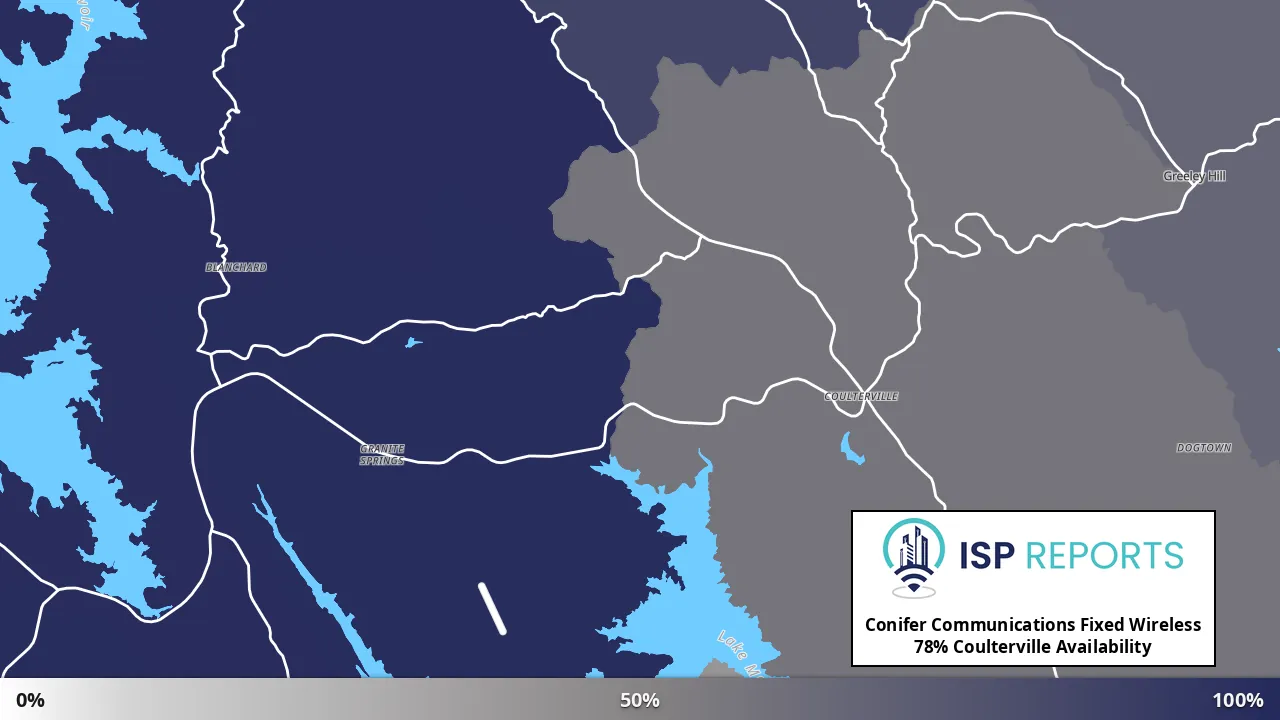 Coulterville, CA map of internet availability
