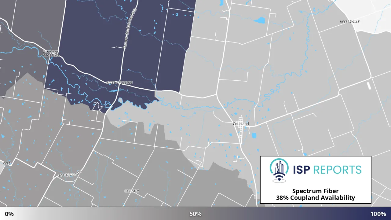 Coupland, TX map of internet availability