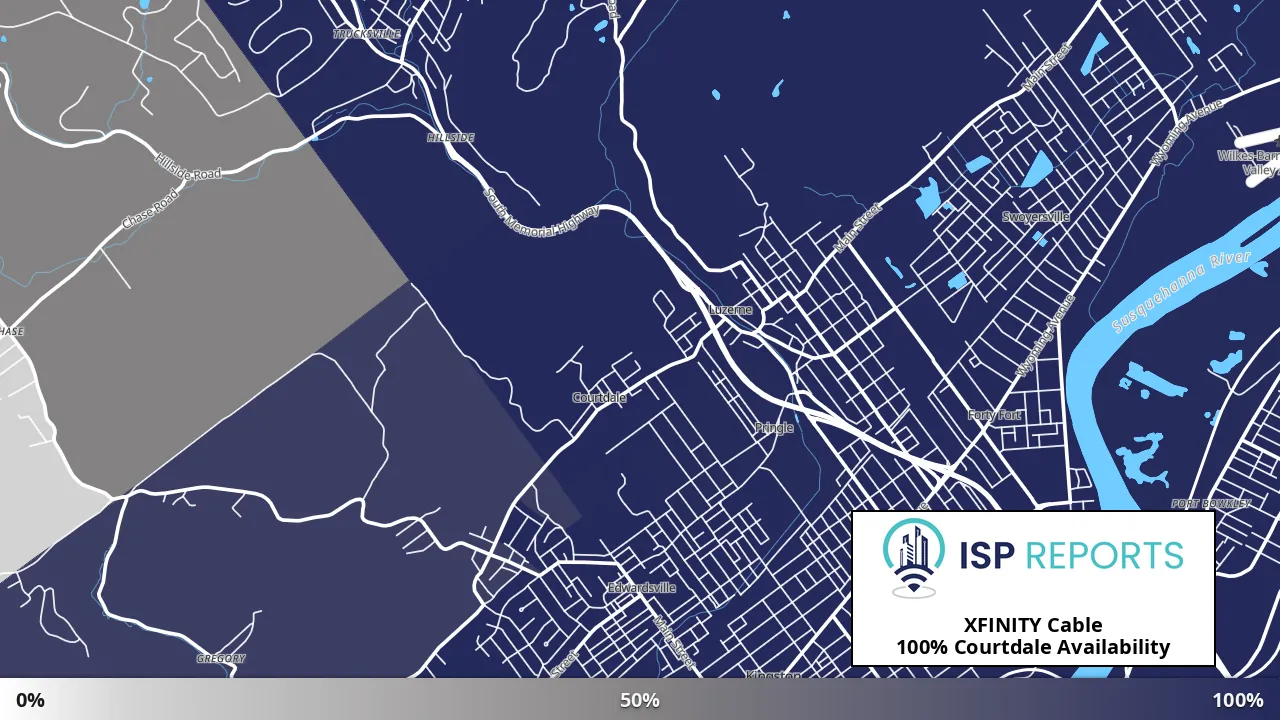 Courtdale, PA map of internet availability
