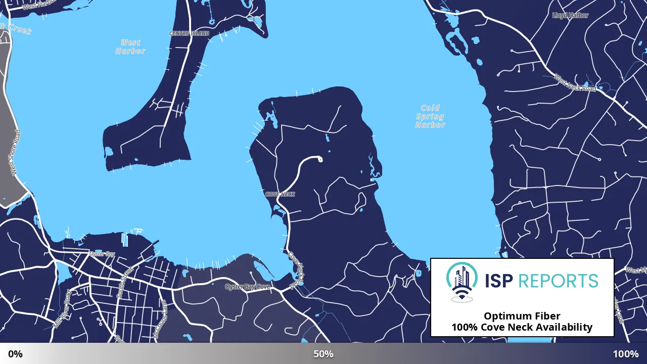 Cove Neck, NY map of internet availability