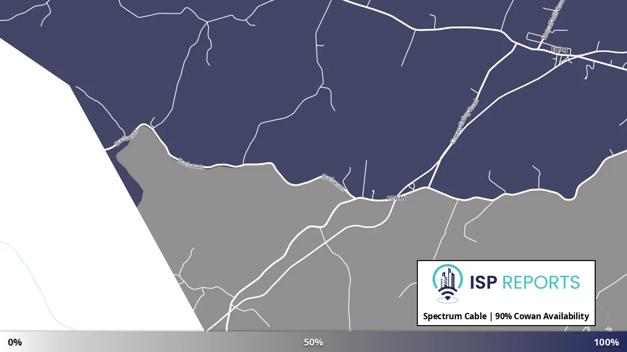 Cowan, KY map of internet availability