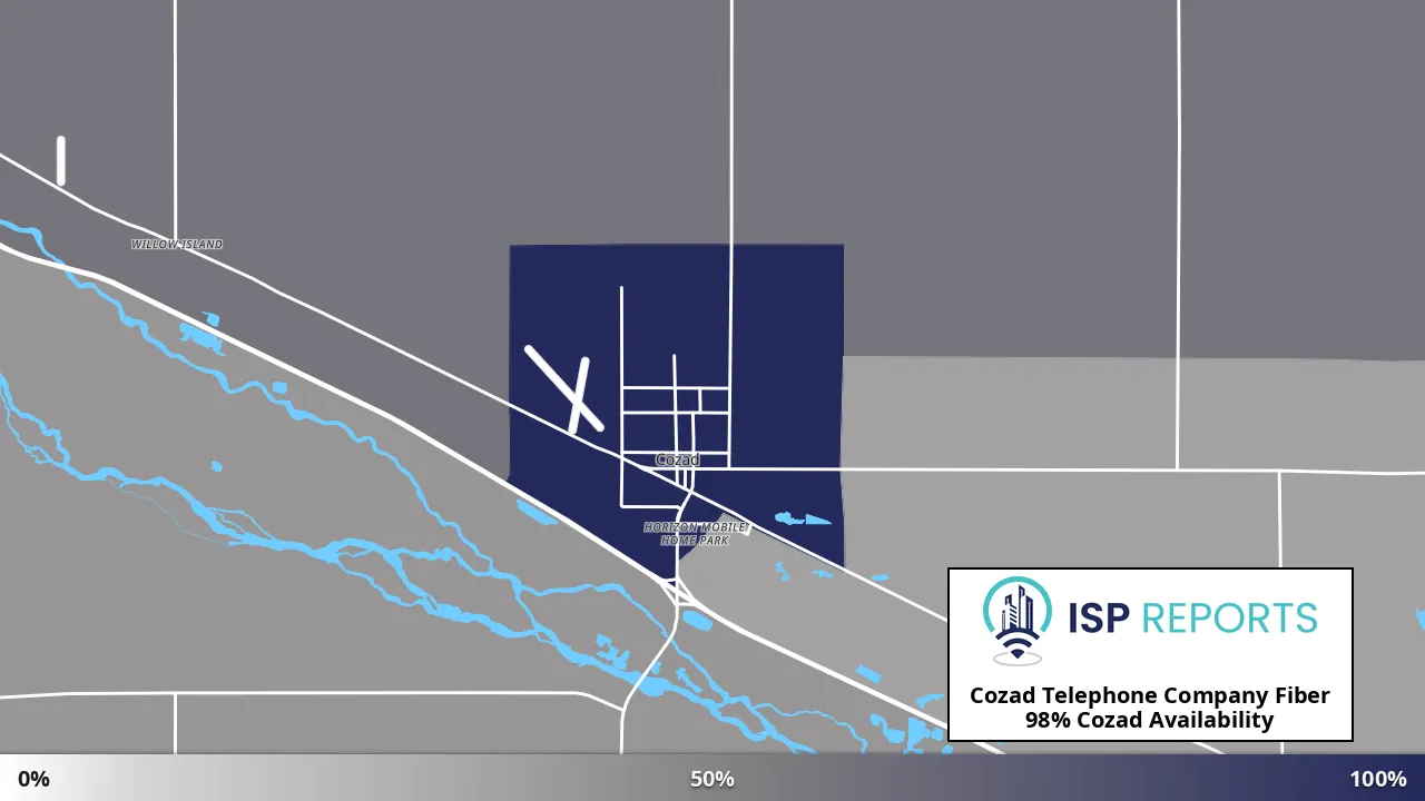 Cozad, NE map of internet availability