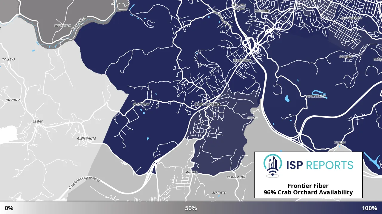 Crab Orchard, WV map of internet availability