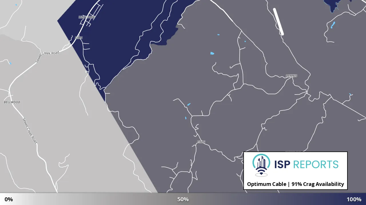 Crag, WV map of internet availability