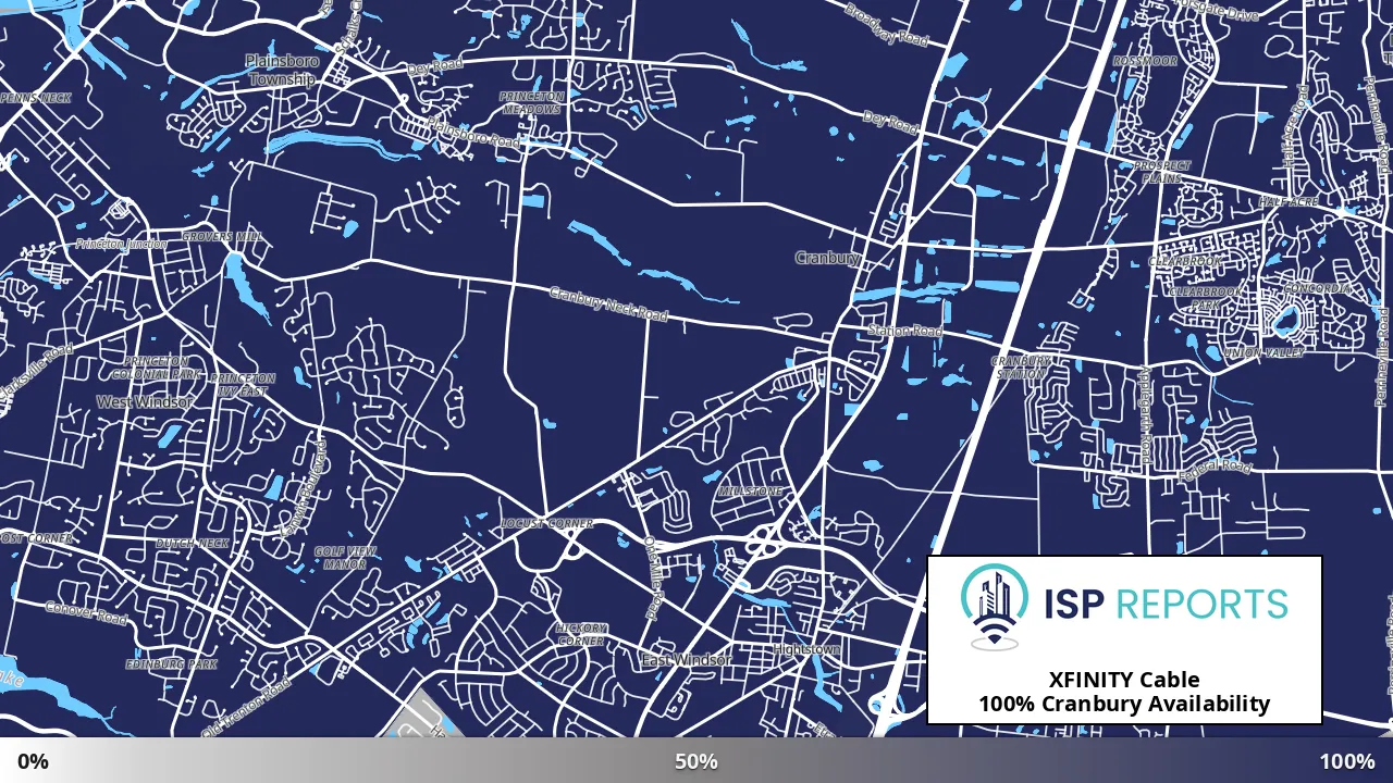 Cranbury, NJ map of internet availability