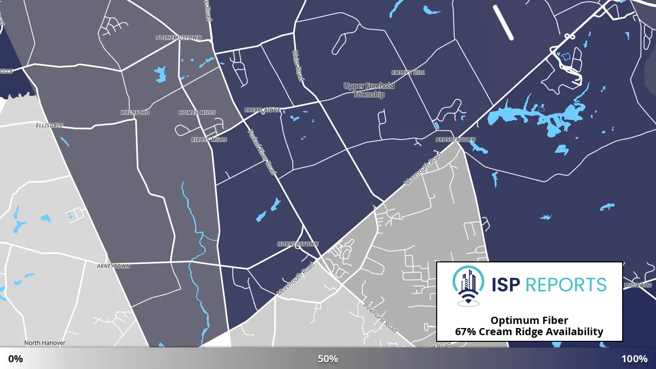 Cream Ridge, NJ map of internet availability