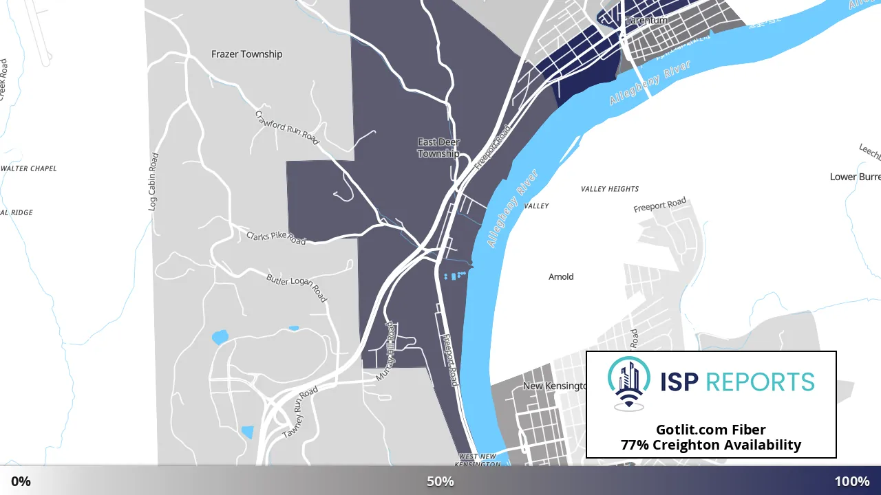 Creighton, PA map of internet availability