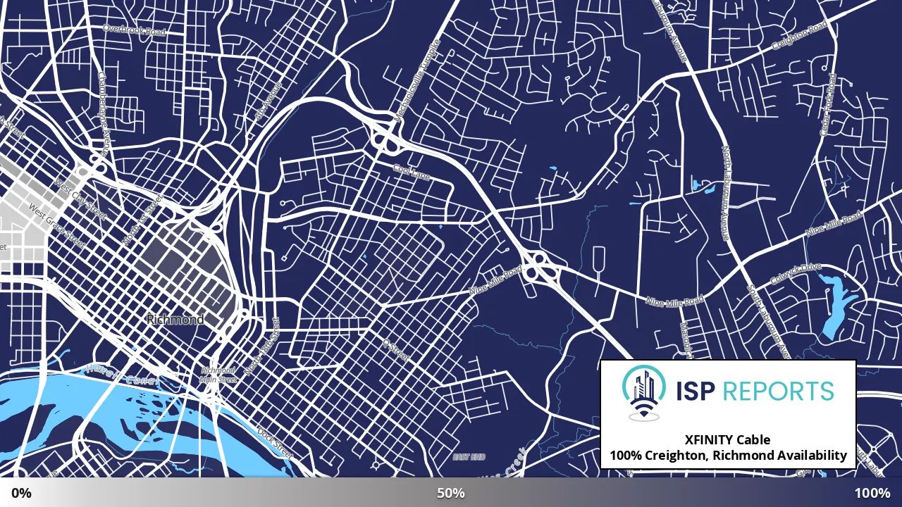 Creighton, Richmond, VA map of internet availability