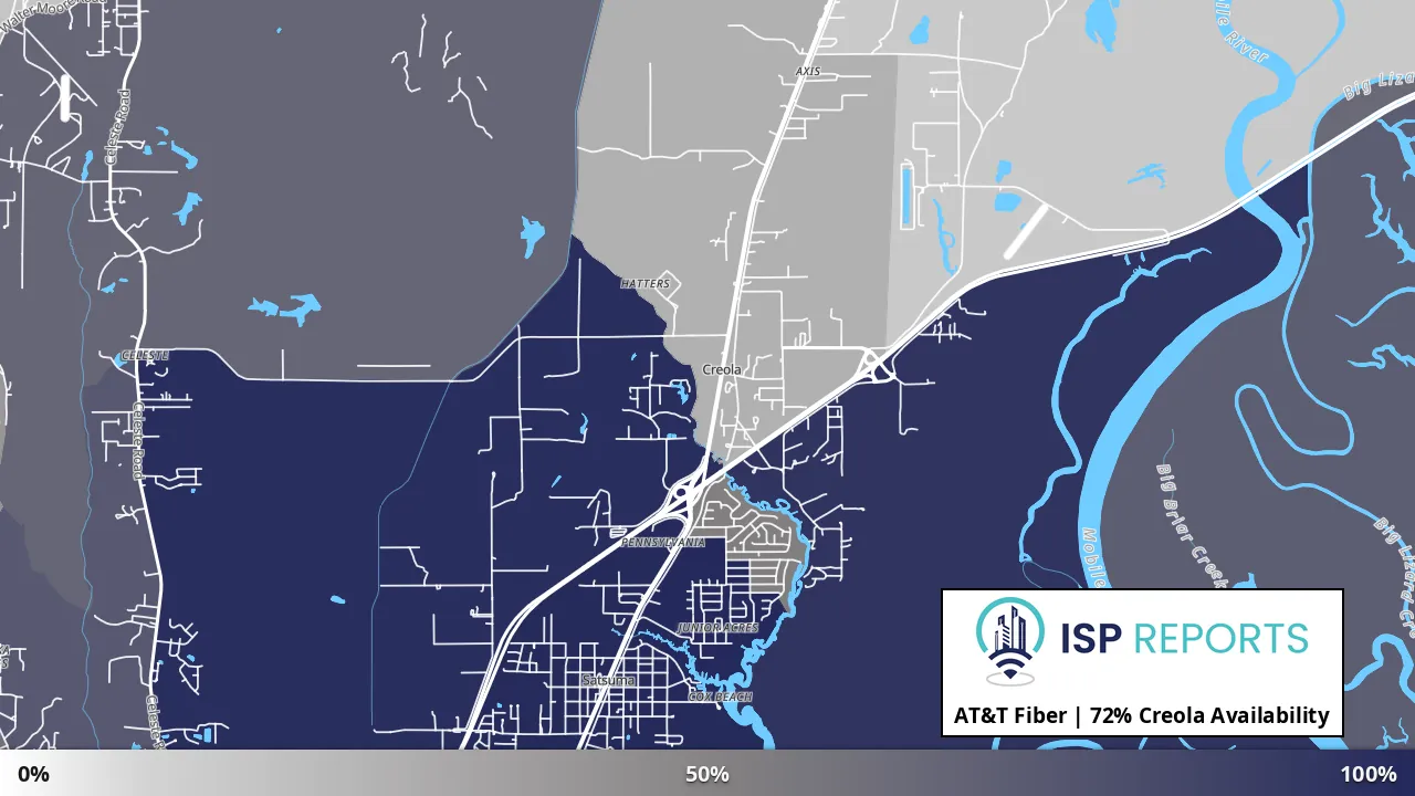Creola, AL map of internet availability