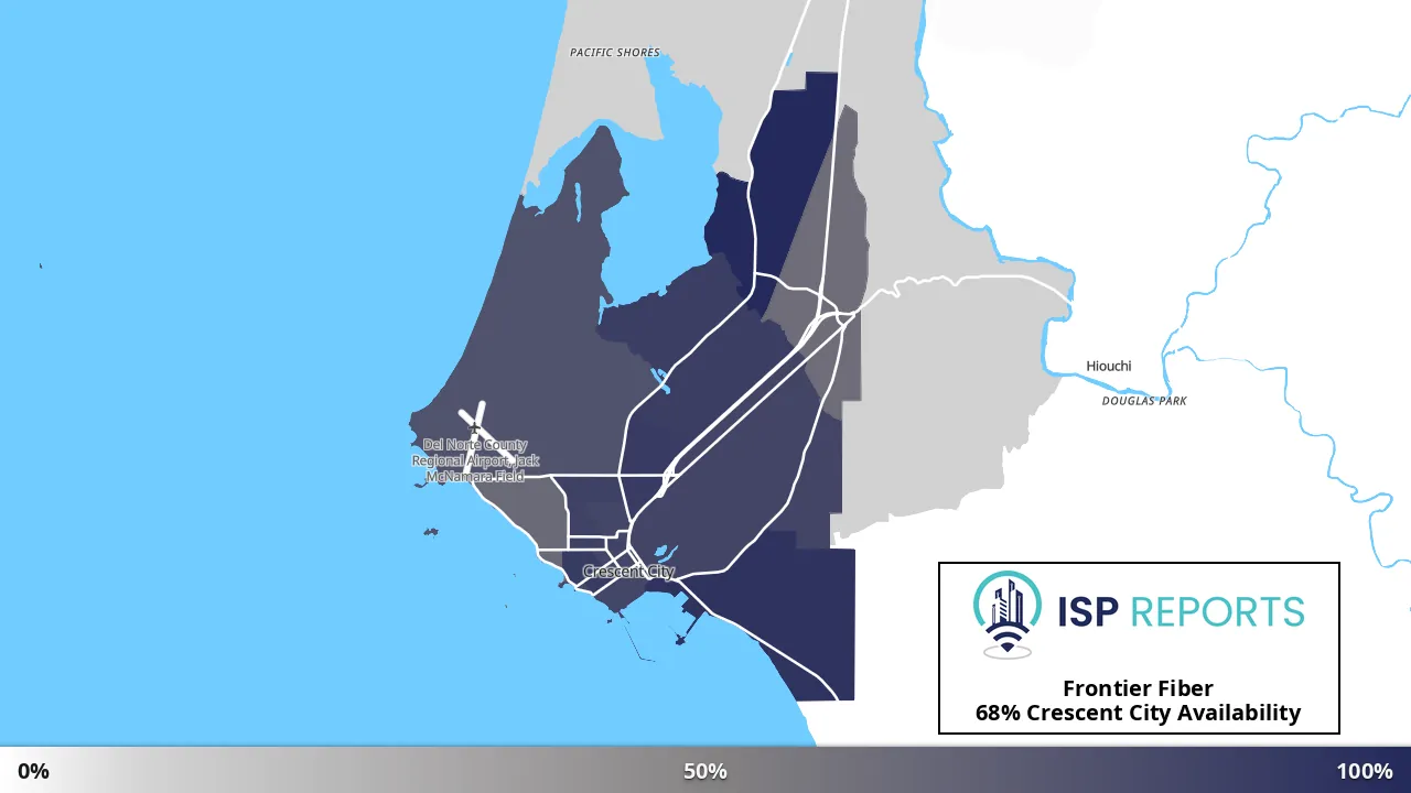 Crescent City, CA map of internet availability
