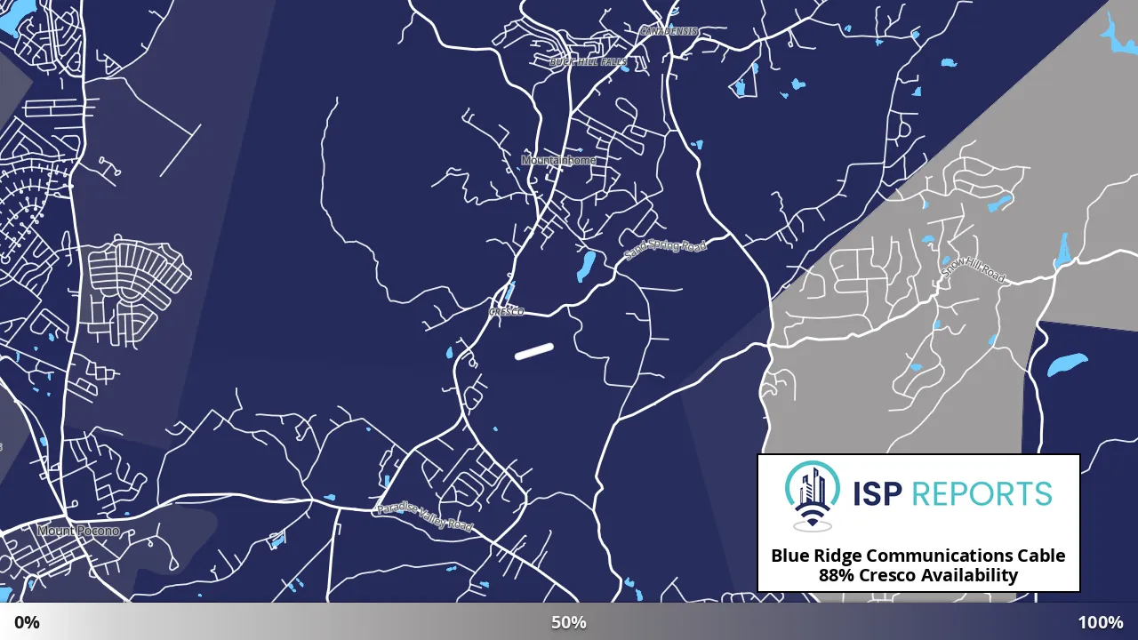 Cresco, PA map of internet availability