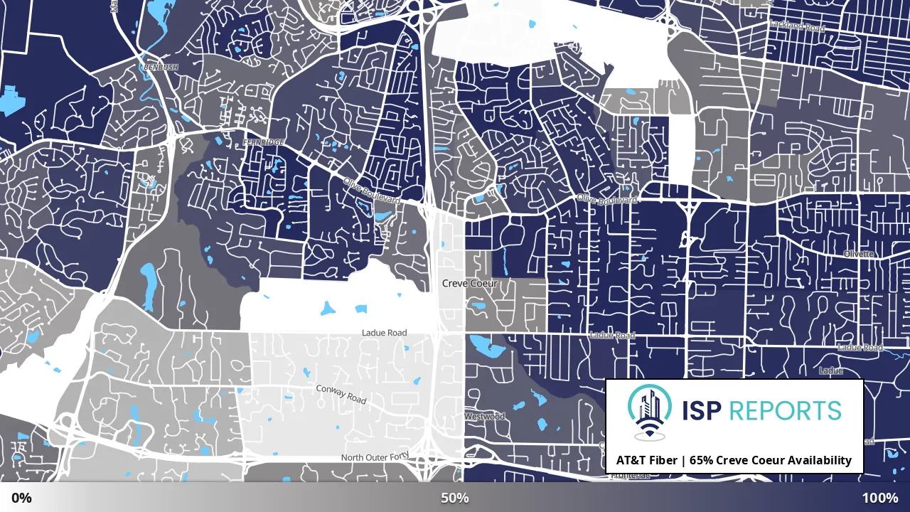 Creve Coeur, MO map of internet availability