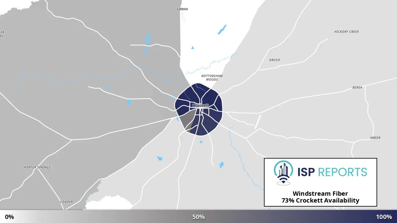 Crockett, TX map of internet availability