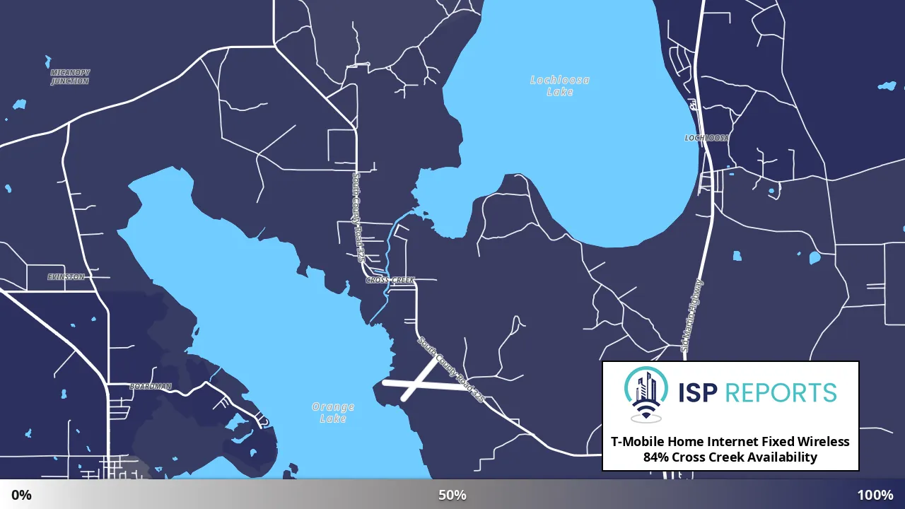 Cross Creek, FL map of internet availability