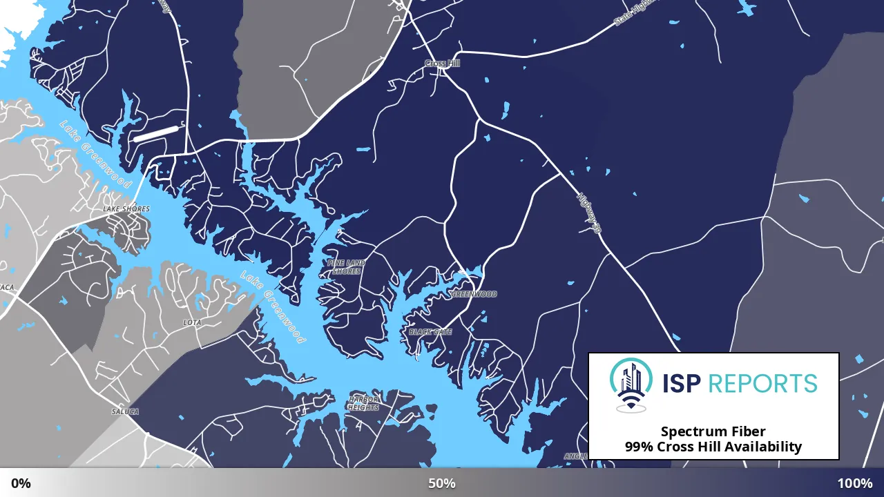 Cross Hill, SC map of internet availability