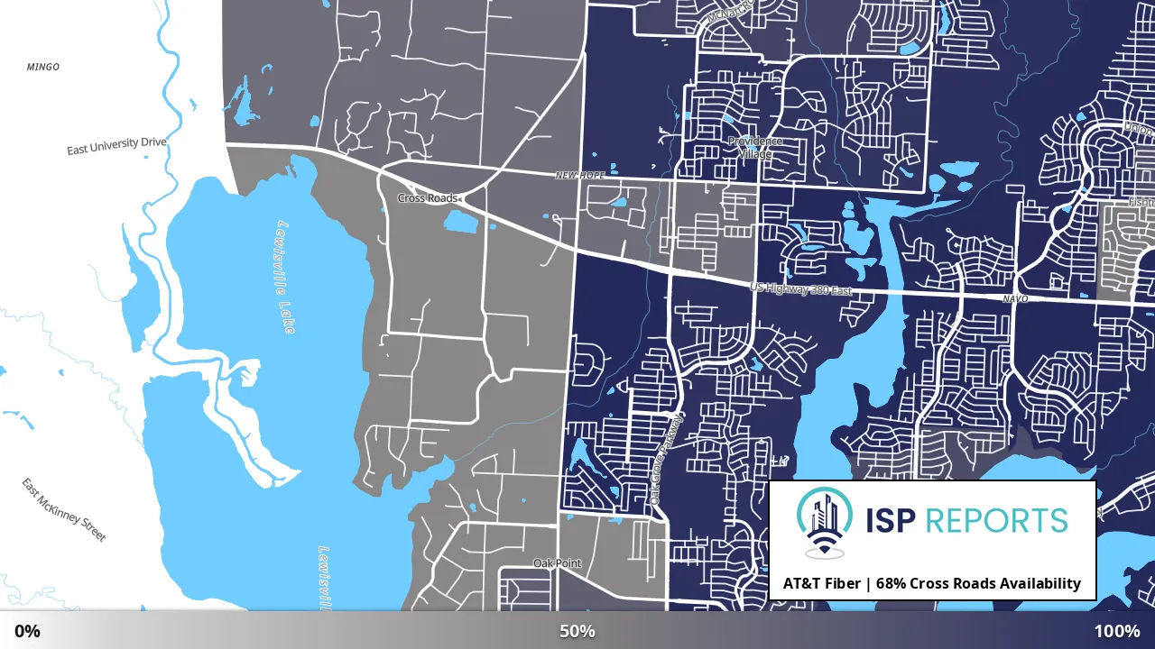 Cross Roads, TX map of internet availability
