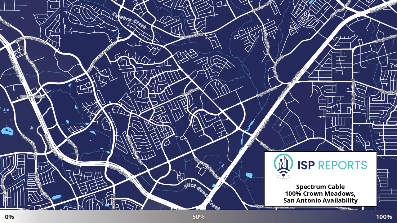 Crown Meadows, San Antonio, TX map of internet availability