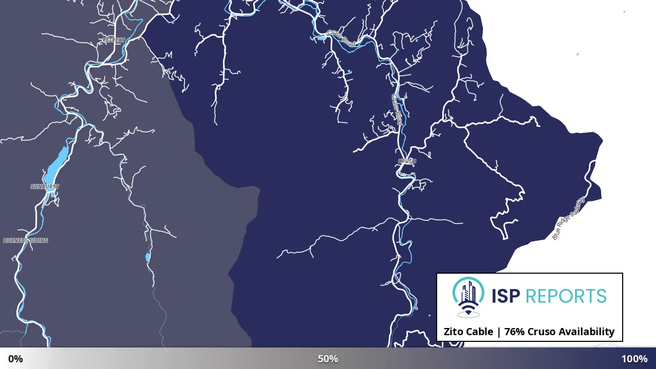 Cruso, NC map of internet availability