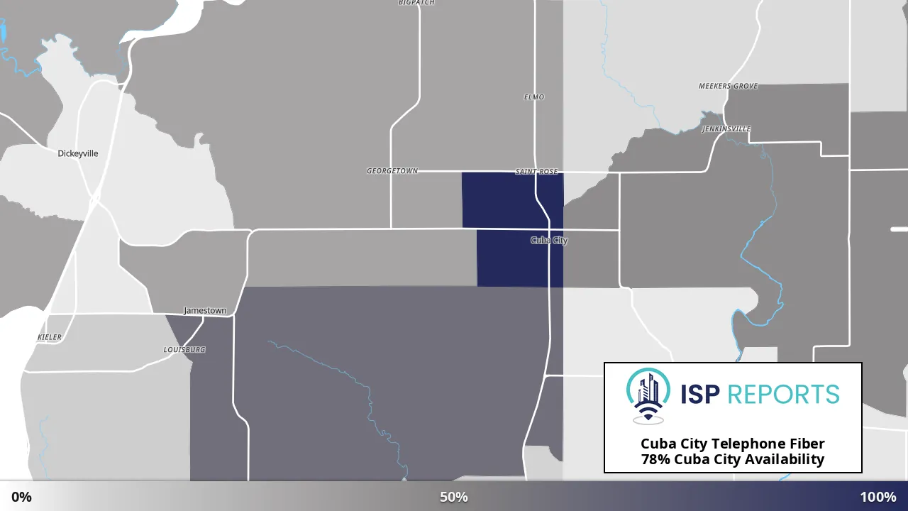 Cuba City, WI map of internet availability
