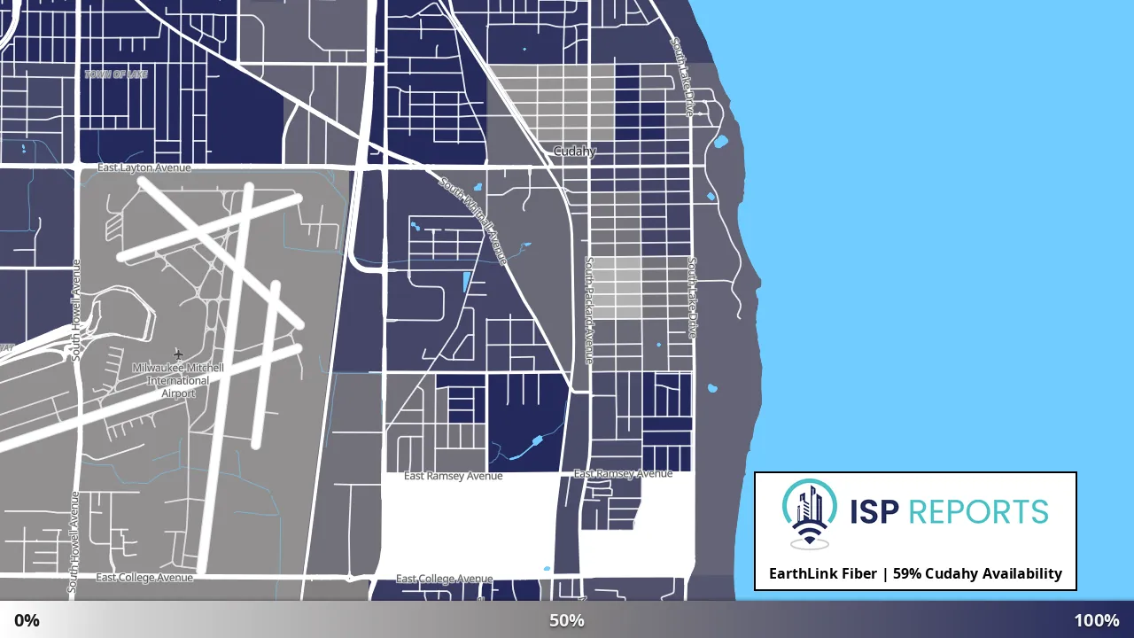 Cudahy, WI map of internet availability