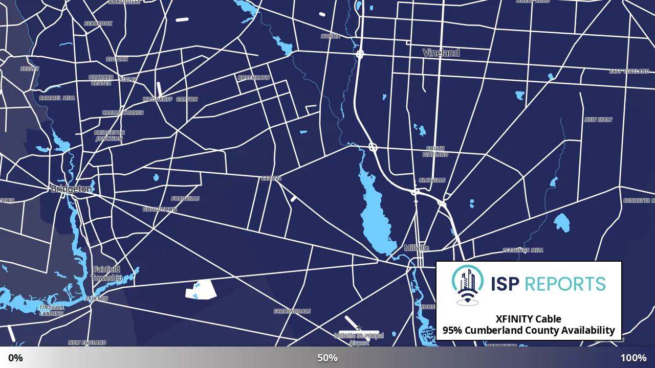 Cumberland County, NJ map of internet availability