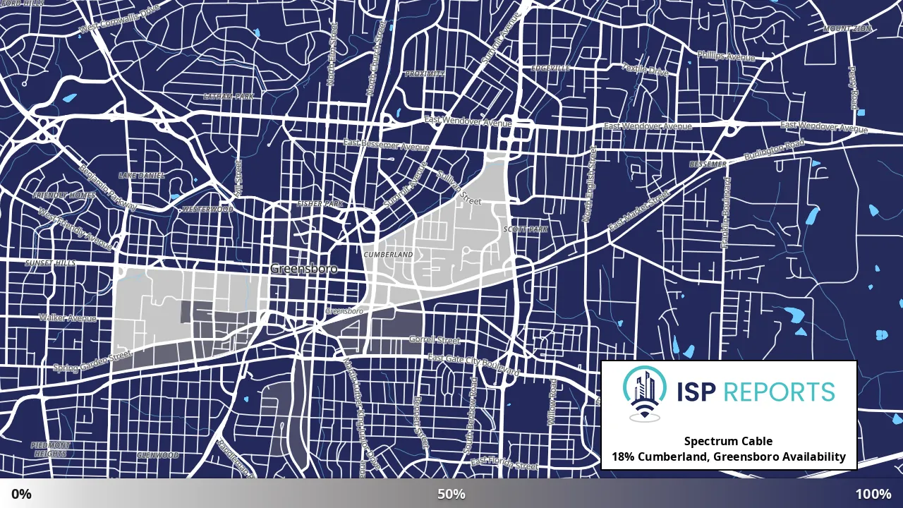 Cumberland, Greensboro, NC map of internet availability