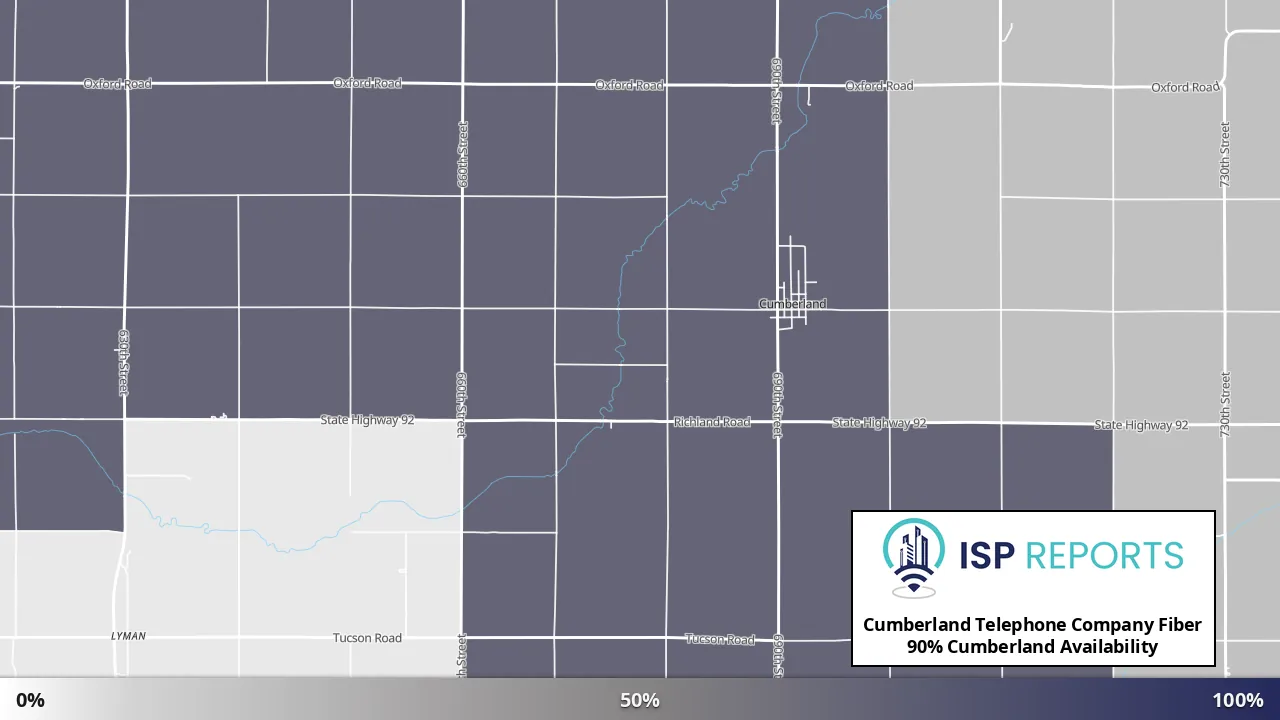 Cumberland, IA map of internet availability