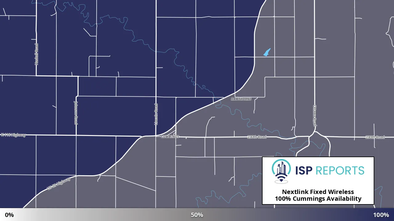 Cummings, KS map of internet availability