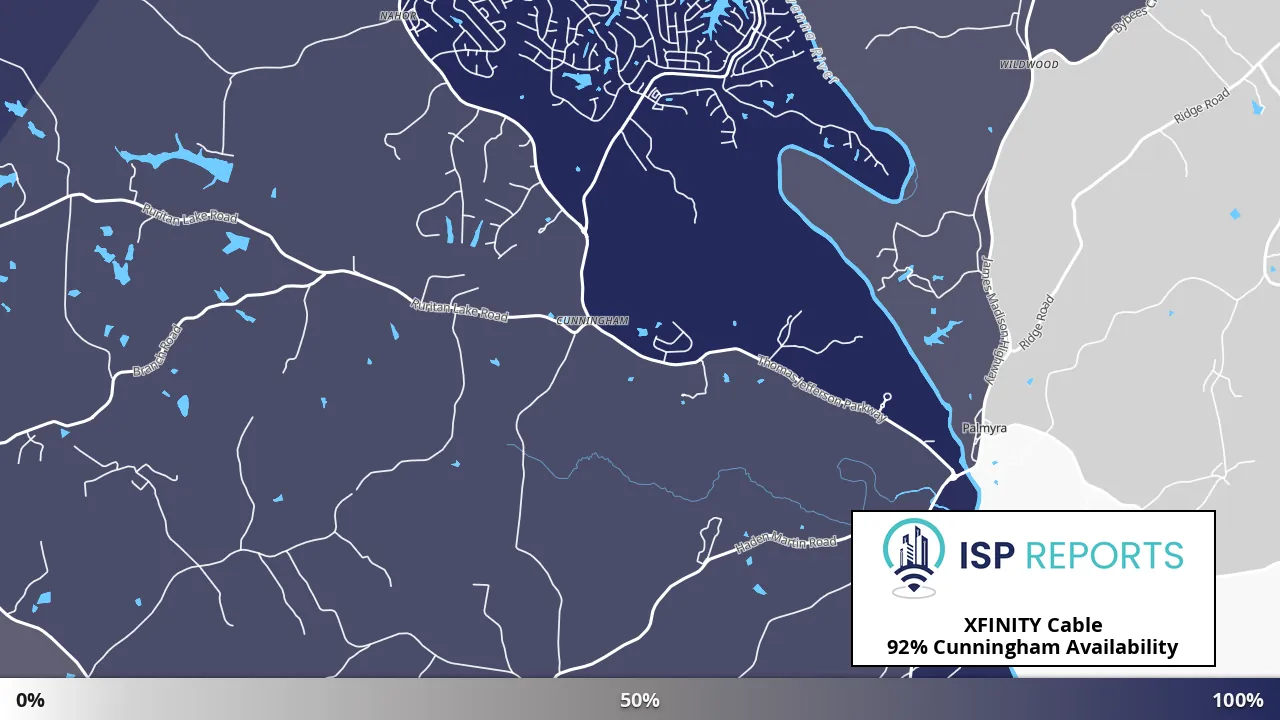 Cunningham, VA map of internet availability