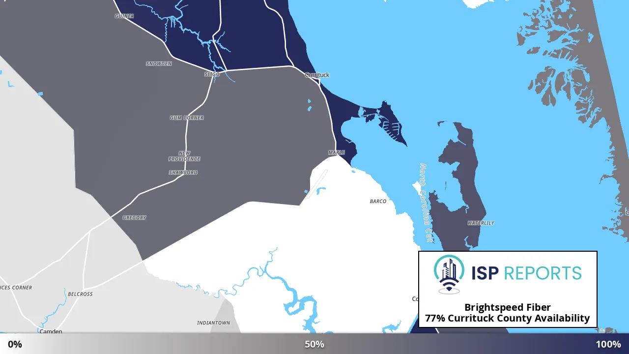 Currituck County, NC map of internet availability