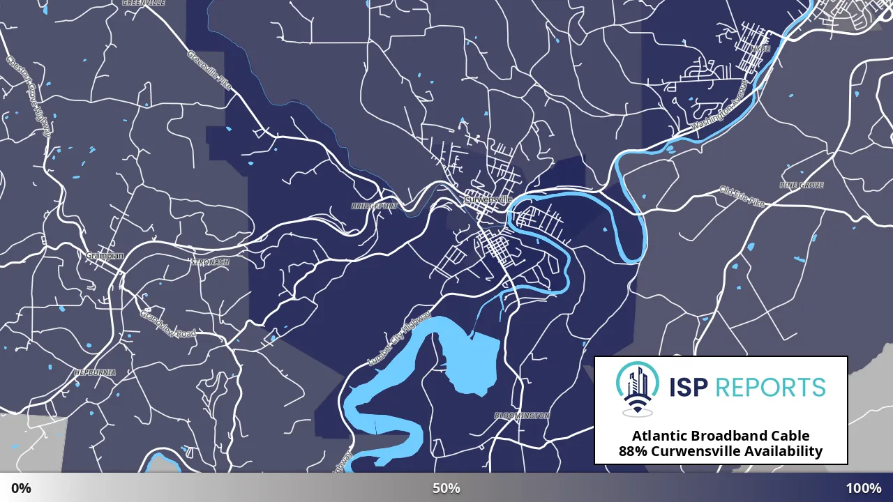 Curwensville, PA map of internet availability