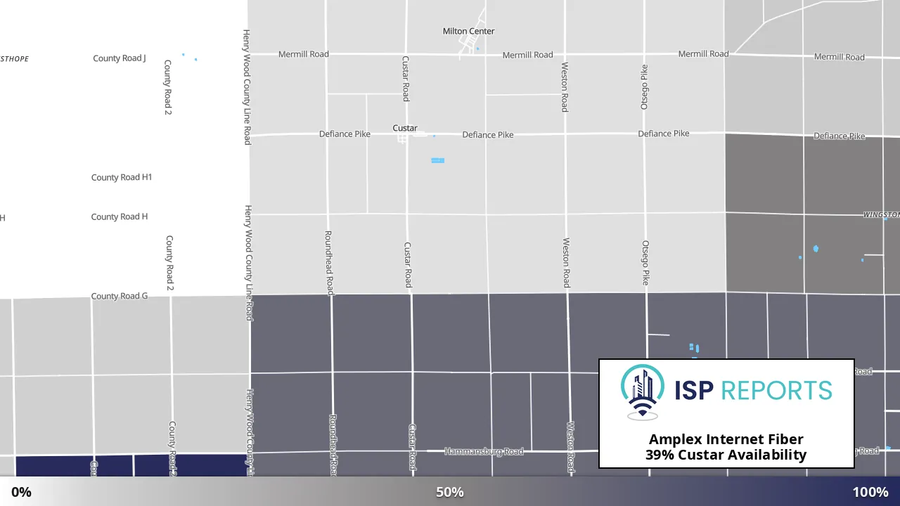 Custar, OH map of internet availability