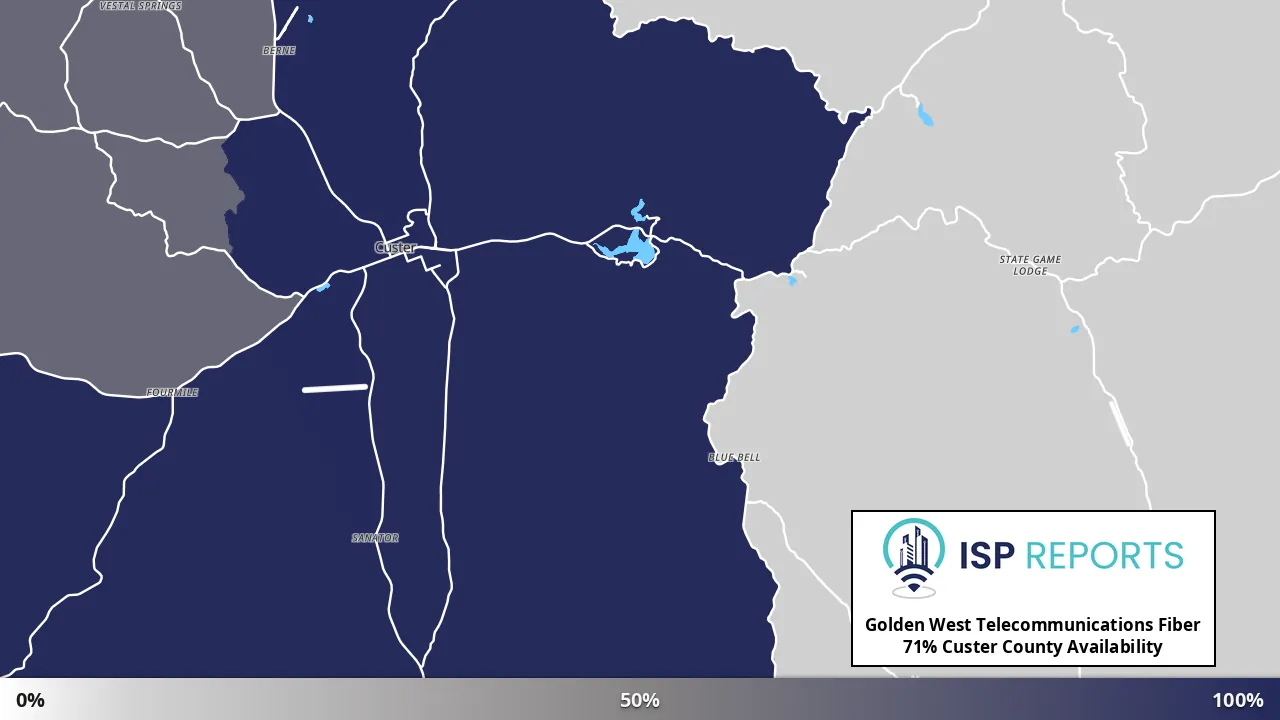 Custer County, SD map of internet availability