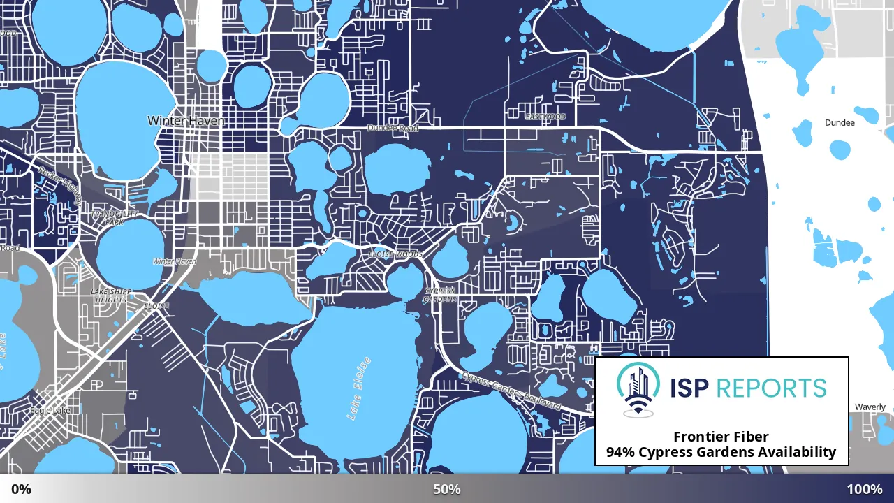 Cypress Gardens, FL map of internet availability