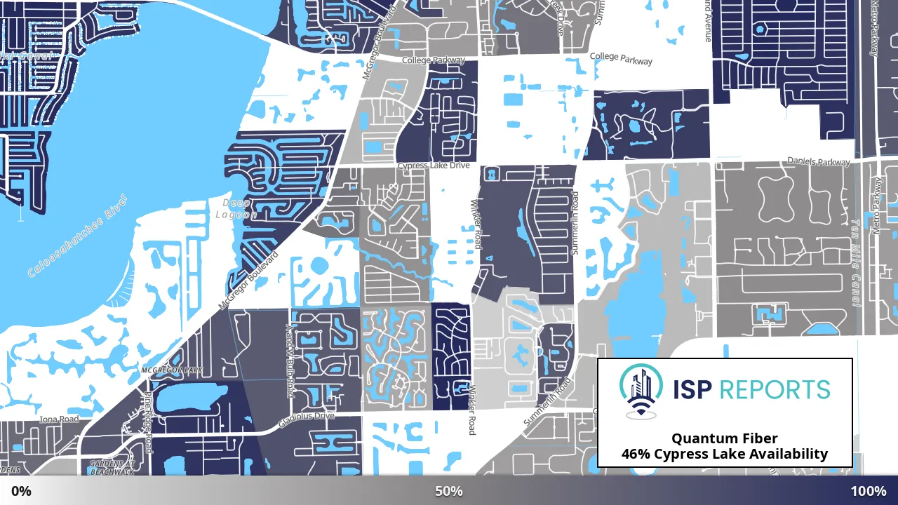 Cypress Lake, FL map of internet availability