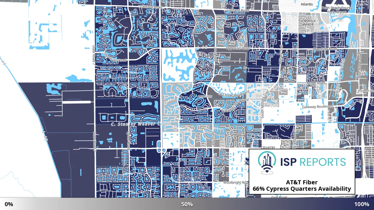 Cypress Quarters, FL map of internet availability