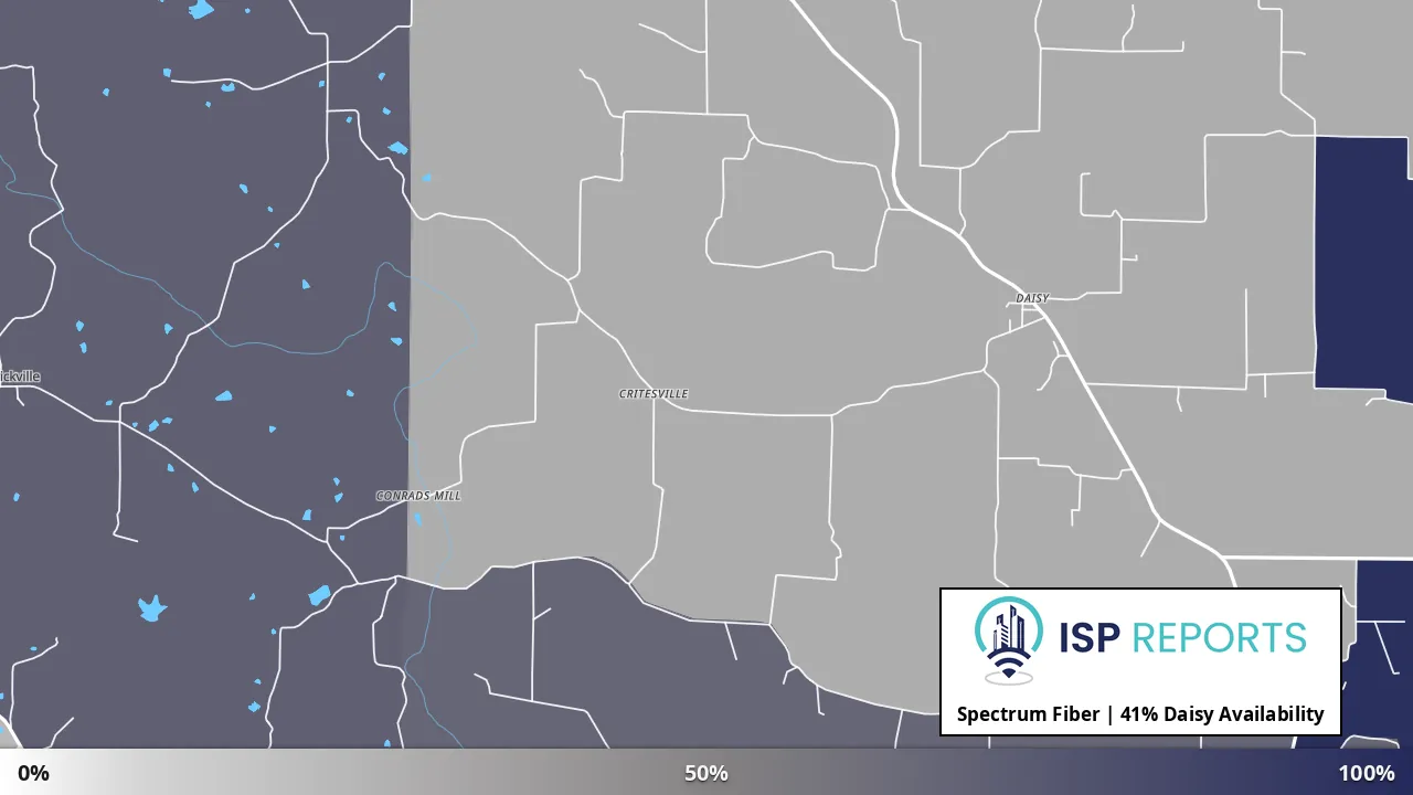 Daisy, MO map of internet availability