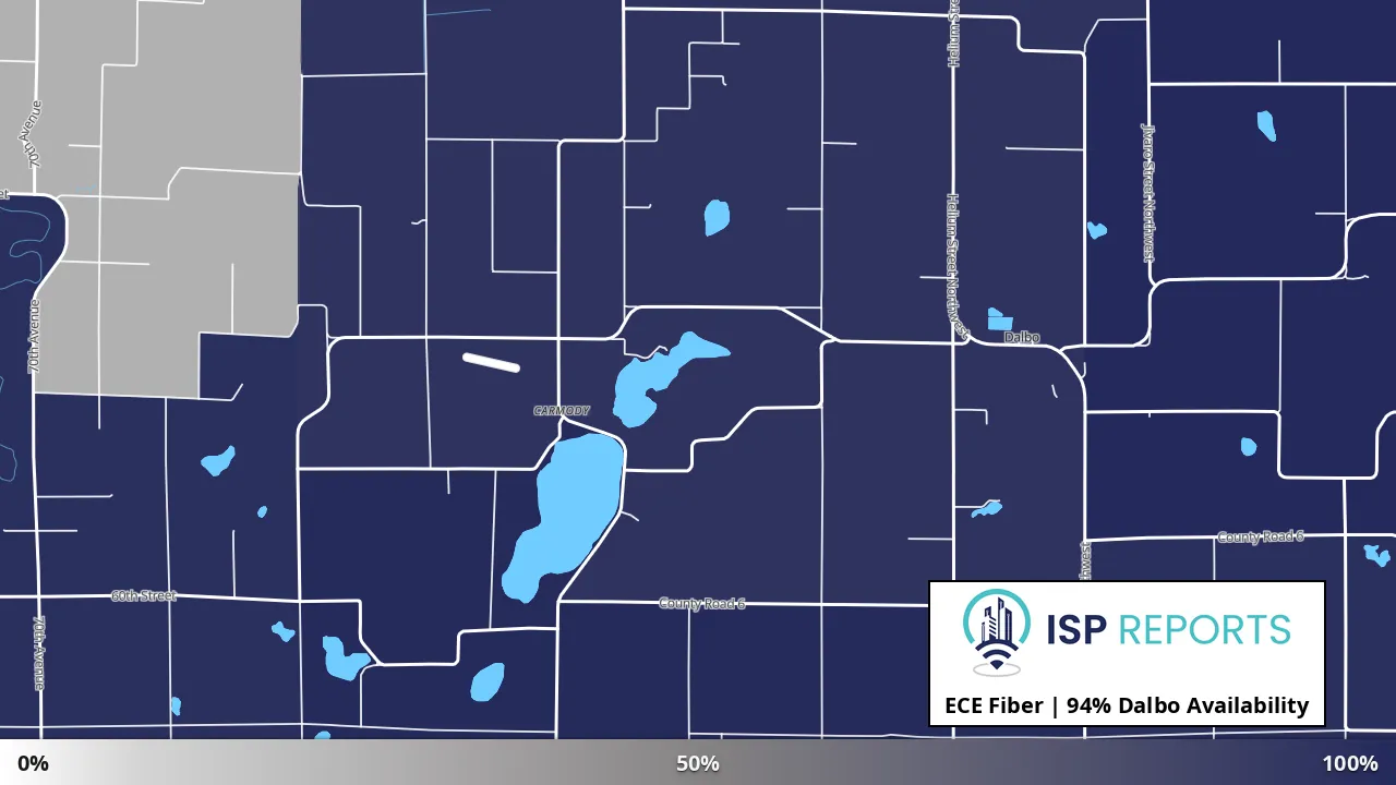 Dalbo, MN map of internet availability