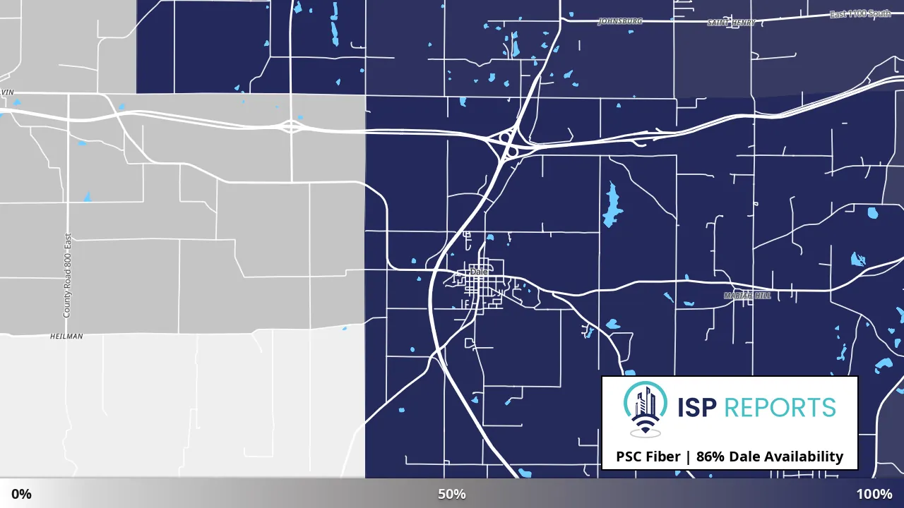 Dale, IN map of internet availability