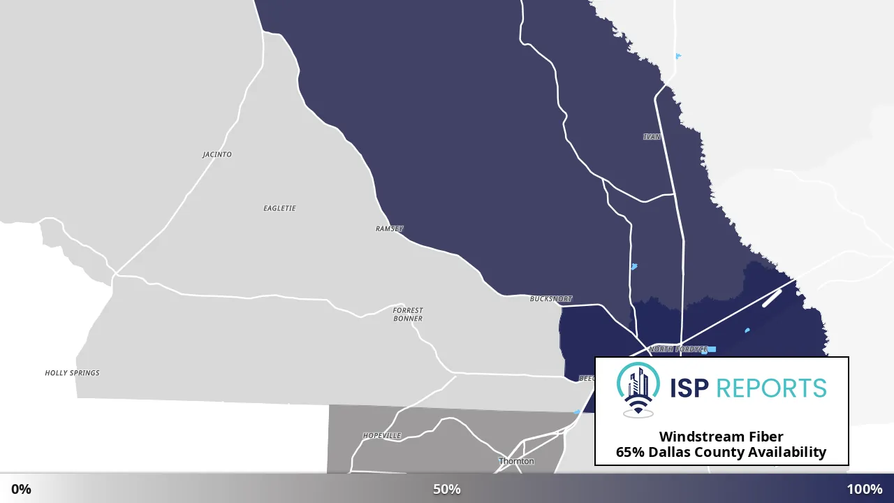 Dallas County, AR map of internet availability