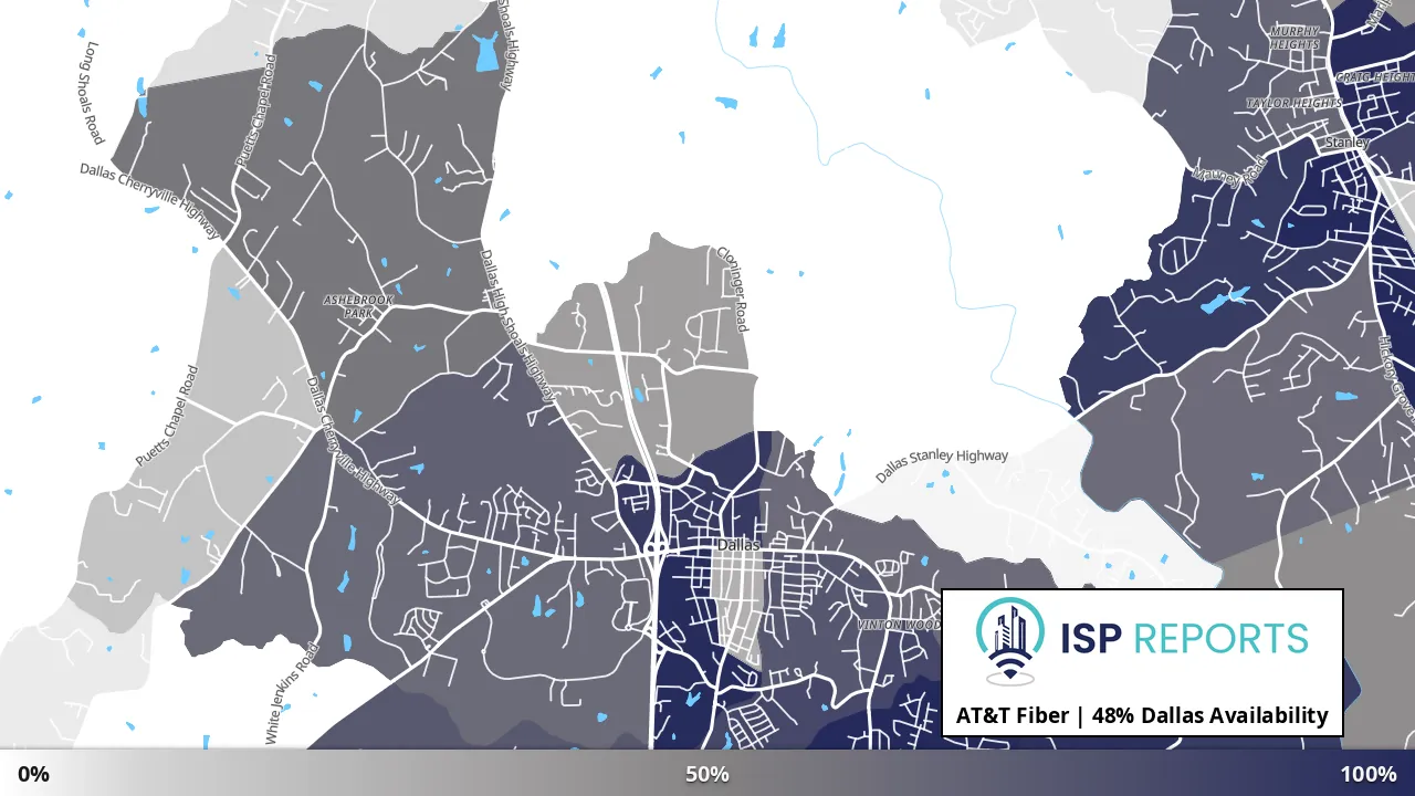 Dallas, NC map of internet availability