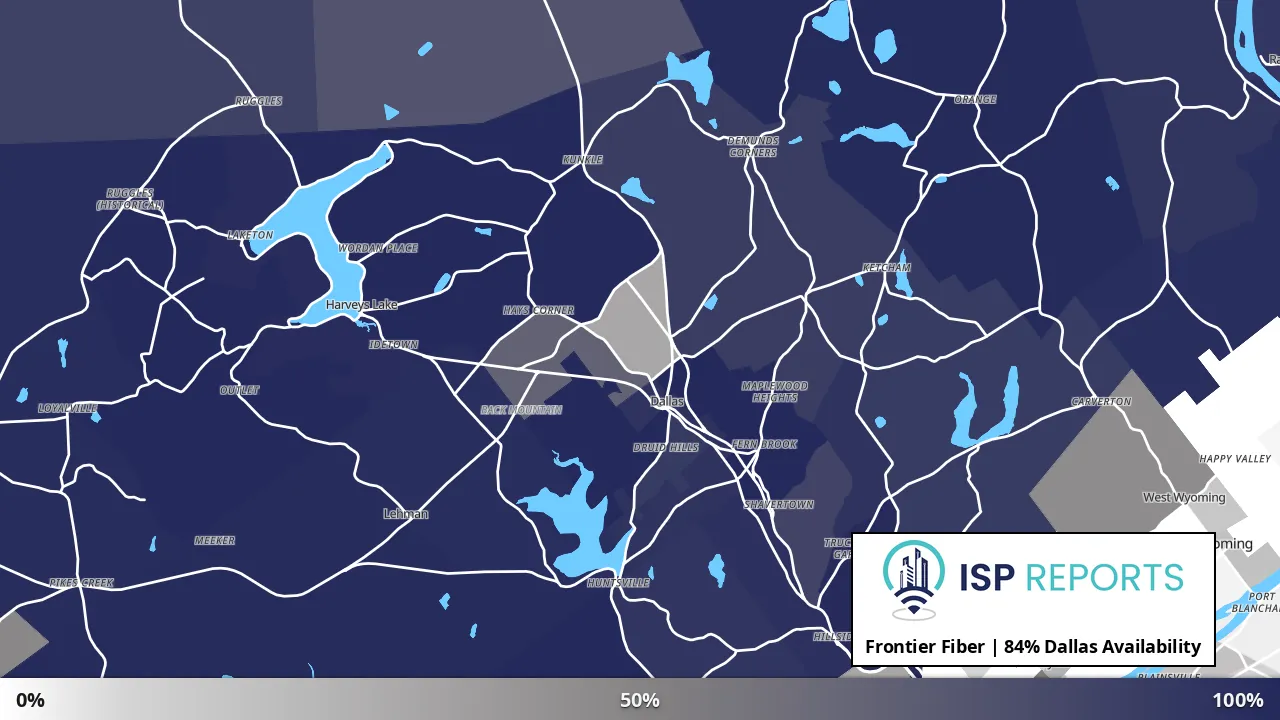 Dallas, PA map of internet availability